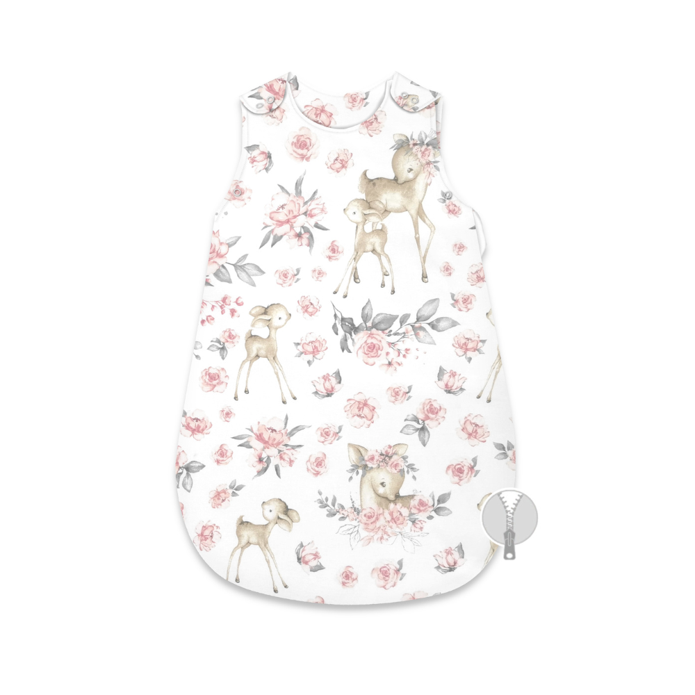 Sac de dormit pentru bebelusi, Sweet Deer Pink, 70 cm, 0 - 6 luni, MimiNu