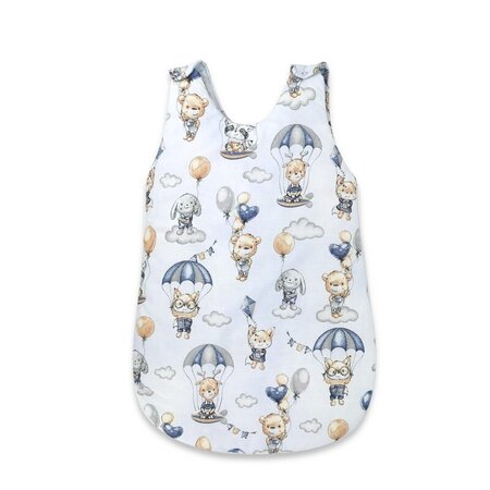 Sac de dormit pentru bebelusi cu fermoar lateral, cu capse pe umar, Parachutes Blue, 70 cm, 0 - 6 luni, MimiNu