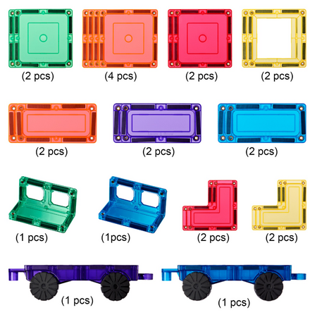 Set de constructie cu piese magnetice, +3 ani, Masini, 28 piese, Learn & Grow 640090