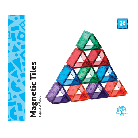 Set de constructie cu piese magnetice Small Square Pack, +3 ani, 36 piese, Learn & Grow 640184