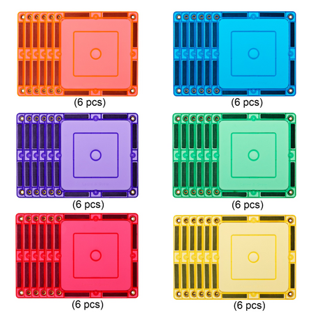 Set de constructie cu piese magnetice Small Square Pack, +3 ani, 36 piese, Learn & Grow 640185
