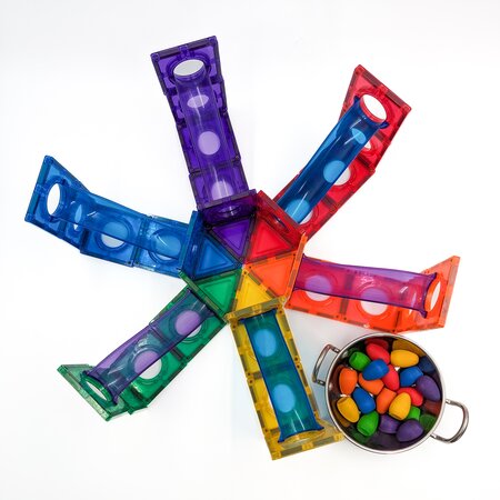 Set de constructie cu piese magnetice Ball Run, +3 ani, 88 piese, Learn & Grow 640213