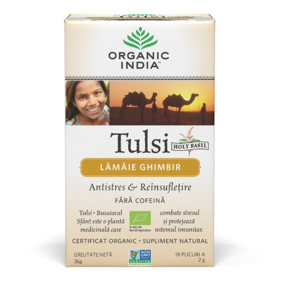 Ceai Bio Tulsi cu Lamaie si Ghimbir, 18 plicuri, Organic India