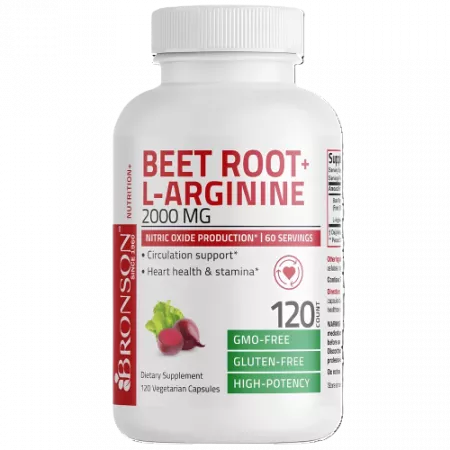 BeetRoot Extract Radacina Sfecla + L-arginine 2000 mg, 120 capsule, Bronson