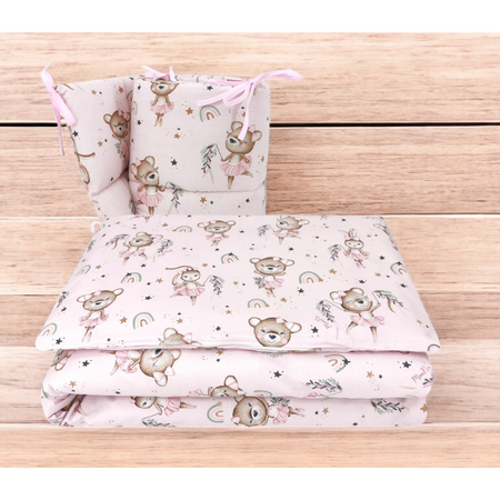 Set lenjerie pentru patut cu 3 piese, Little Ballerina Pink, 120x60 cm, MimiNu 685341