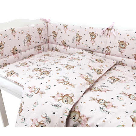 Set lenjerie pentru patut cu 3 piese, Little Ballerina Pink, 120x60 cm, MimiNu 685342