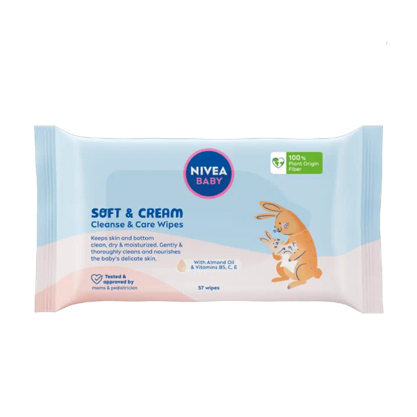 Servetele umede Soft & Cream Baby, 57 bucati, Nivea