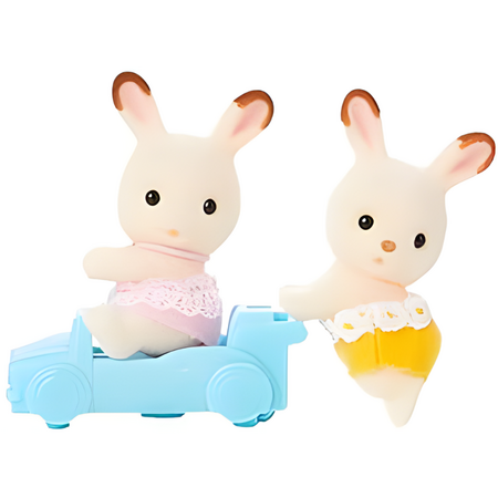 Set 2 figurine Gemenii Iepurasi Chocolate Sylvanian Families, +3 ani, Epoch 640945