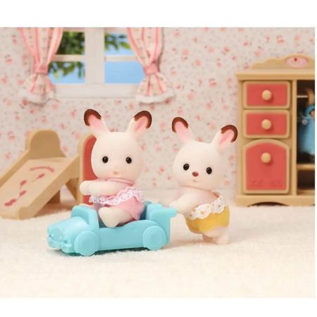 Set 2 figurine Gemenii Iepurasi Chocolate Sylvanian Families, +3 ani, Epoch 640944