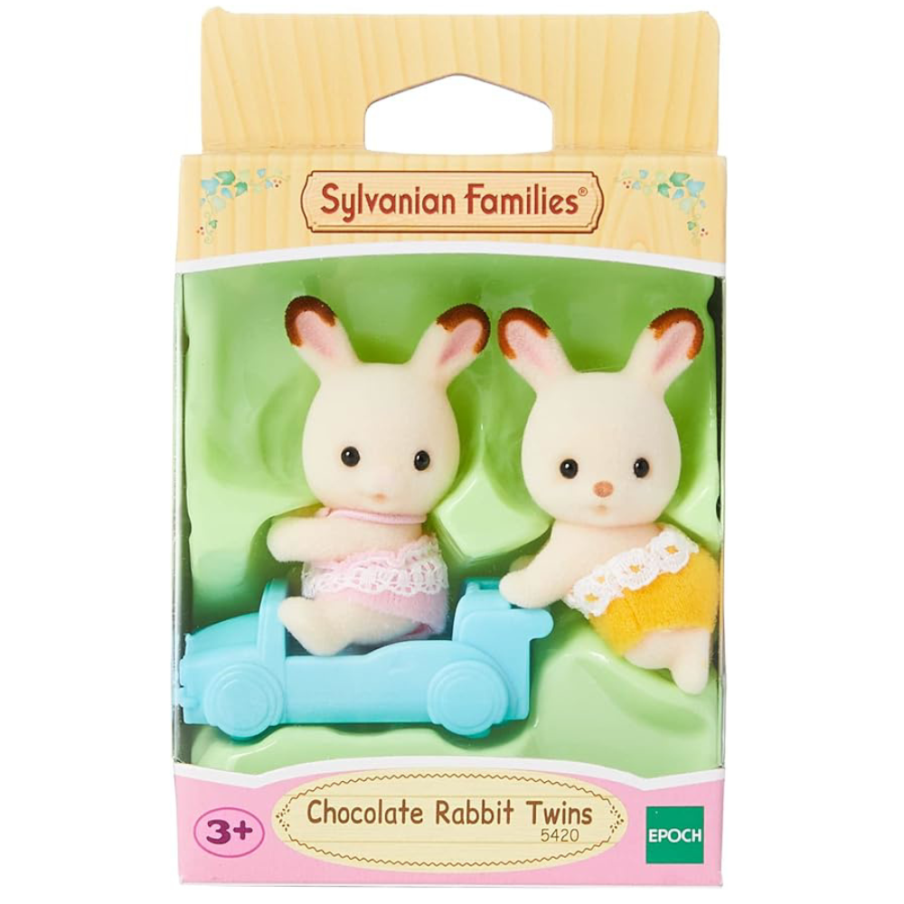 Set 2 figurine Gemenii Iepurasi Chocolate Sylvanian Families, +3 ani, Epoch