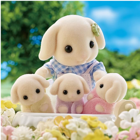 Set 5 figurine Familia Iepurasilor Flora Sylvanian Families, +3 ani, Epoch 641010