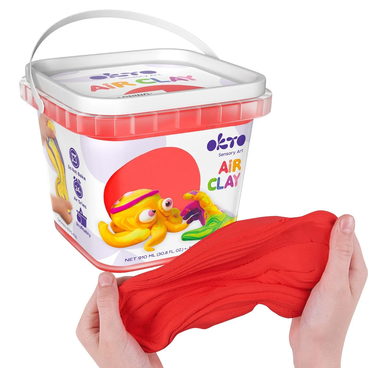 Set de creatie Air Clay, Red, + 3 ani, 200 g, OktoClay