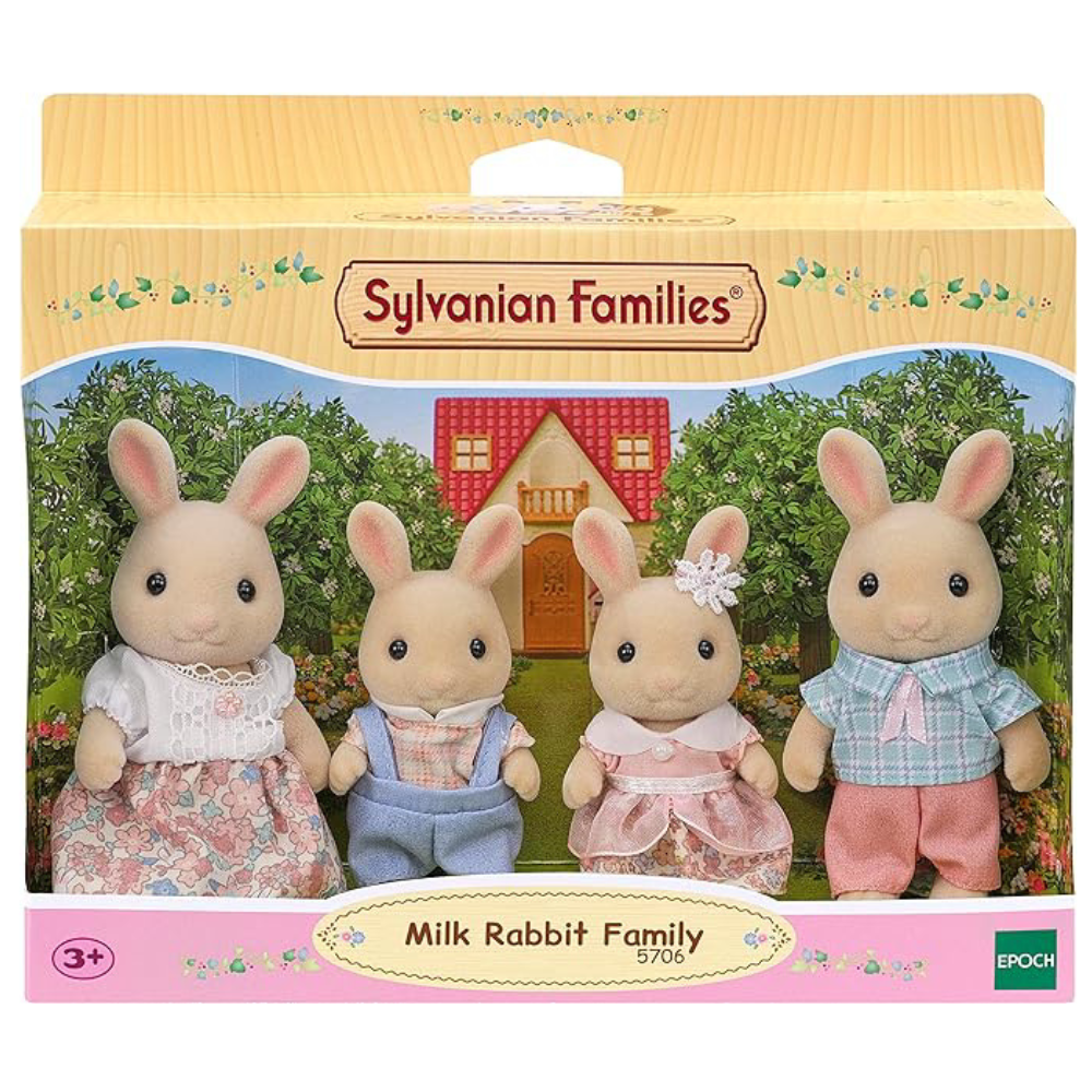 Set 4 figurine Familia Iepurasilor Milk Sylvanian Families, +3 ani, Epoch