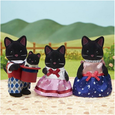 Set 4 figurine Familia Pisicutelor Negre Sylvanian Families, +3 ani, Epoch 641034