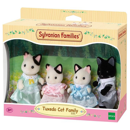 Set 4 figurine Familia Pisicutelor Tuxedo Sylvanian Families, +3 ani, Epoch
