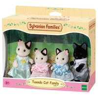 Set 4 figurine Familia Pisicutelor Tuxedo Sylvanian Families, +3 ani, Epoch