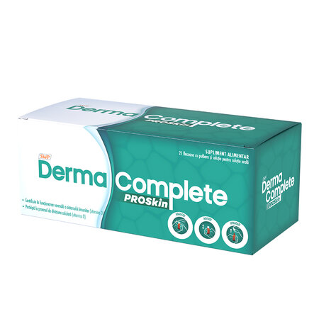 Supliment pentru leziuni cutanate ale pielii Derma Complete PROSkin, 21 fiole cu solutie, Sun Wave Pharma 641120