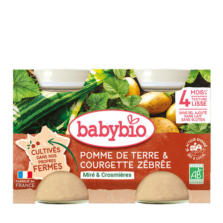 Piure Bio din cartofi si zuccchin, +4 luni, 2x130 g, Babybio