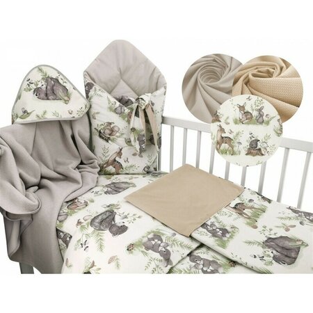 Aparatoare pentru patut cu panglici, Calm Forest Natural, 180x30 cm, MimiNu 641586