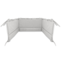 Aparatoare pentru patut cu panglici si cu volanase Royal, 180x30 cm, Grey, MimiNu