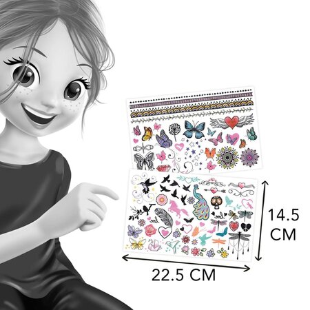 Tatuaje pentru fete Glitter, +8 ani, 75 modele, Buki 641864