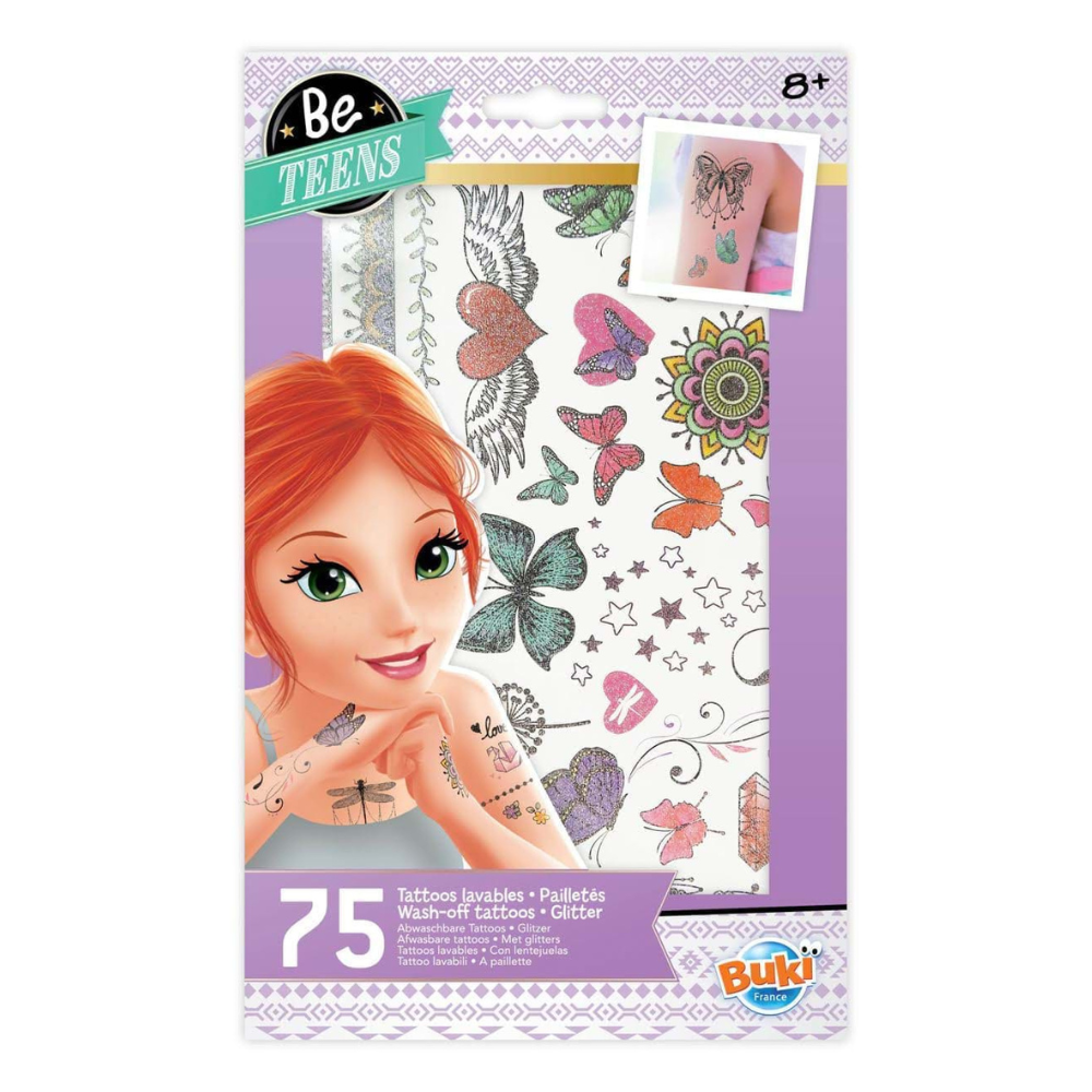 Tatuaje pentru fete Glitter, +8 ani, 75 modele, Buki