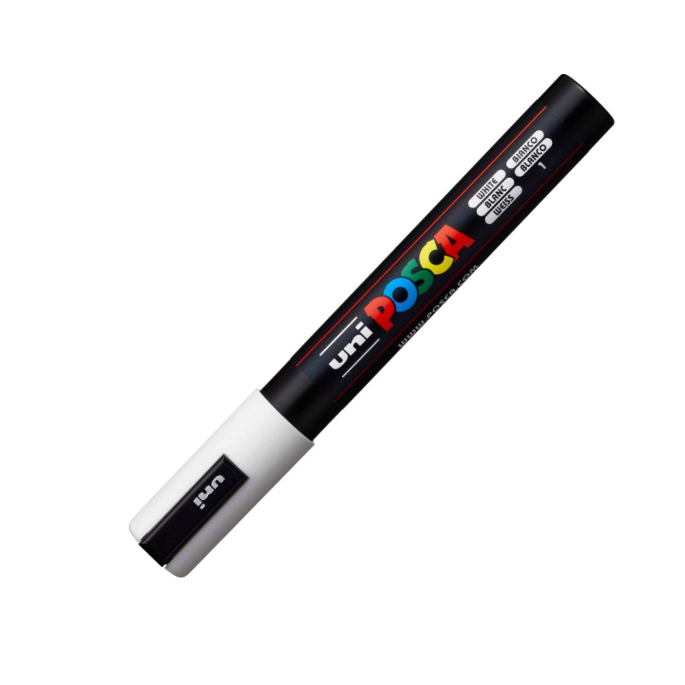 Marker acrilic PC-5M Medium, Alb 1, Posca