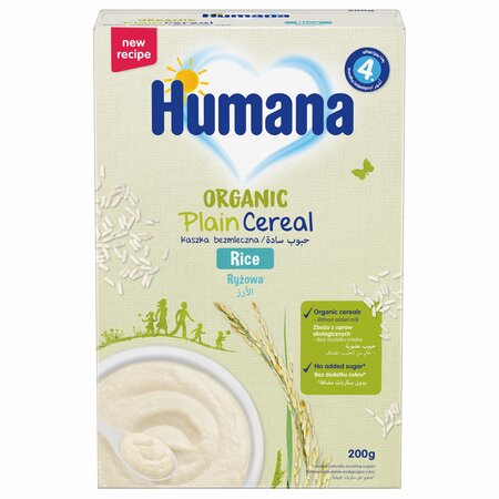 Cereale Bio din orez, + 4 luni, 200 g, Humana