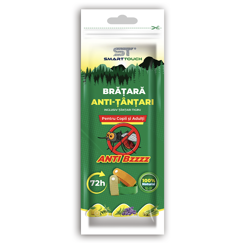Bratara anti-tantari reglabial 72H pentru copii si adulti, 1 bucata, Smart Touch