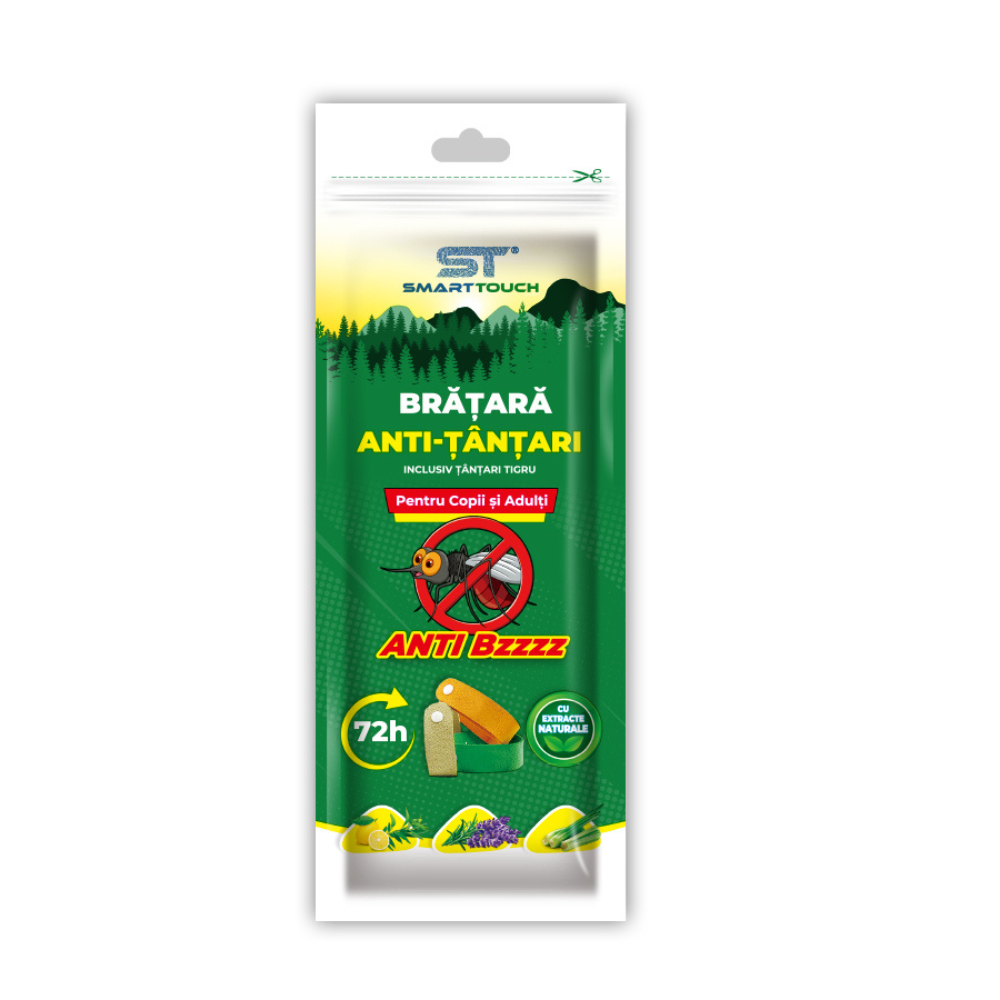 Bratara anti-tantari reglabial 72H pentru copii si adulti, 1 bucata, Smart Touch