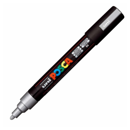 Marker acrilic PC-5M Medium, Argintiu 26, Posca 642511