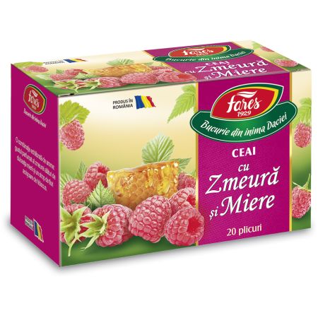 Ceai de zmeura cu miere Aromfruct, 20 plicuri, Fares
