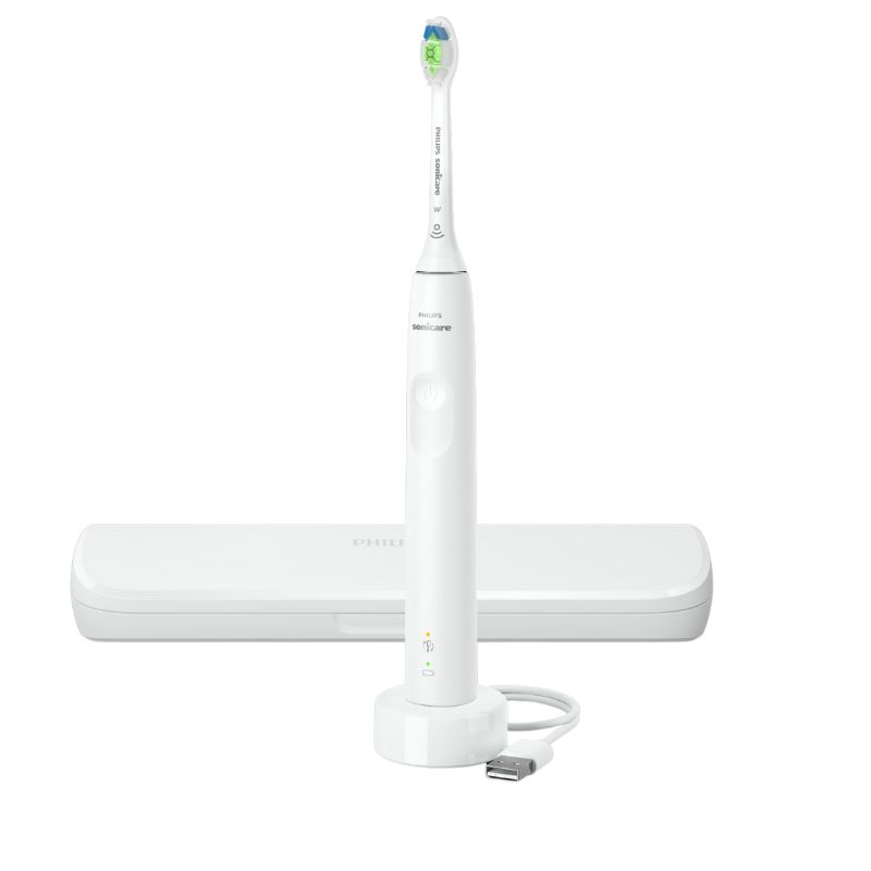 Periuta de dinti sonica electrica cu toc de transport Philips Sonicare 4100, alb, HX3683/33, Philips Sonicare