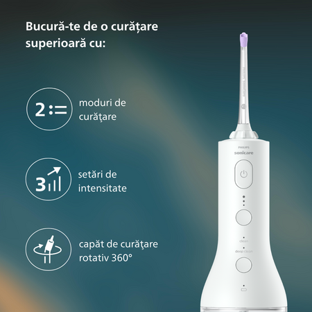 Irigator portabil Power Flosser 3000, Alb, HX3826/31, Philips Sonicare 795652