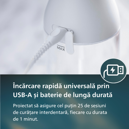 Irigator portabil Power Flosser 3000, Alb, HX3826/31, Philips Sonicare 795660