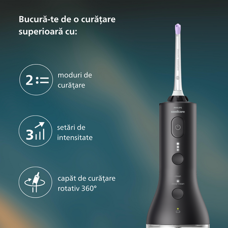 Irigator portabil Power Flosser 3000, Negru, HX3826/33, Philips Sonicare 795664