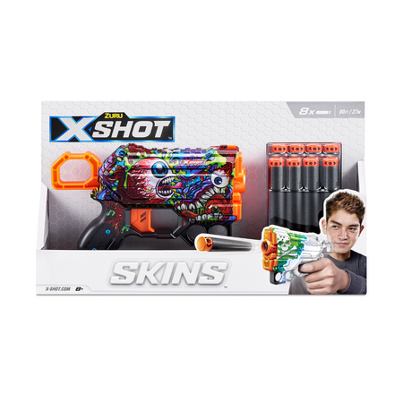 Pistol Blaster Skins Menace, +8 ani, 8 proiectile, X-Shot
