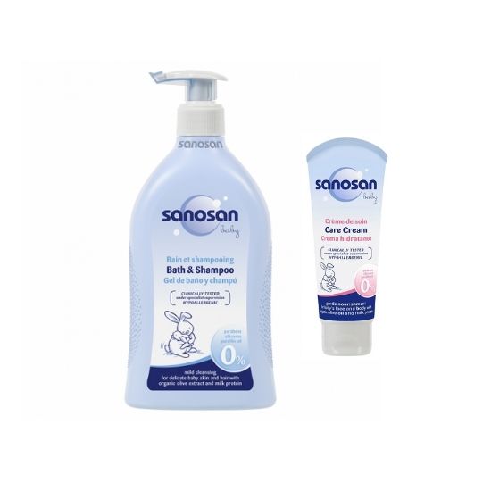 Pachet baby, spumant si sampon 500ml + crema de ingrijire 75ml, Sanosan