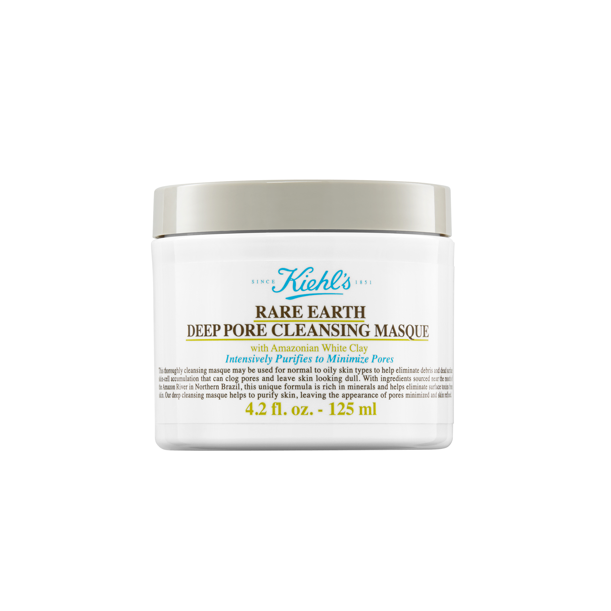 Masca pentru curatarea fetei cu Argila Alba, Deep Pore Cleansing Mask Rare Earth, 125 ml, Kiehl's