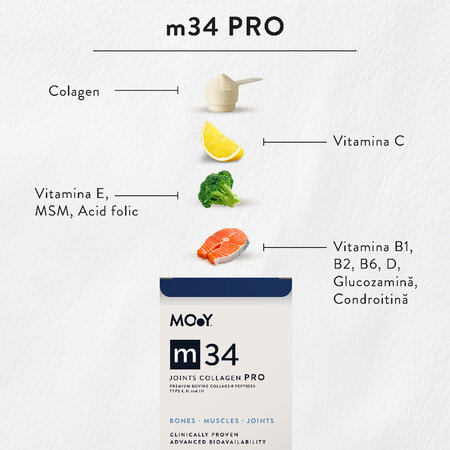 Colagen PRO bovin articulatii, aroma capsuni, lamaie si menta m34, 390 g, Molecules Of Youth 643568