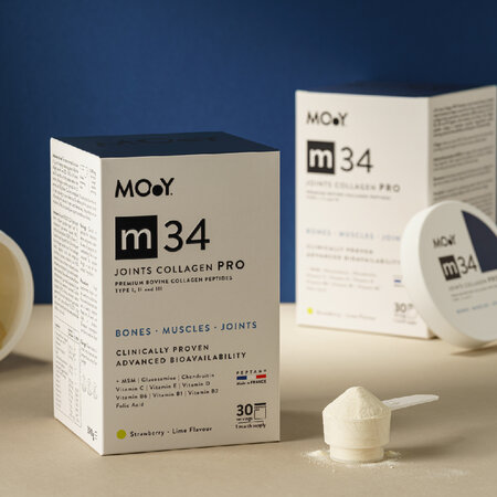 Colagen PRO bovin articulatii, aroma capsuni, lamaie si menta m34, 390 g, Molecules Of Youth 643563