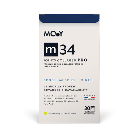 Colagen PRO bovin articulatii, aroma capsuni, lamaie si menta m34, 390 g, MO.Y