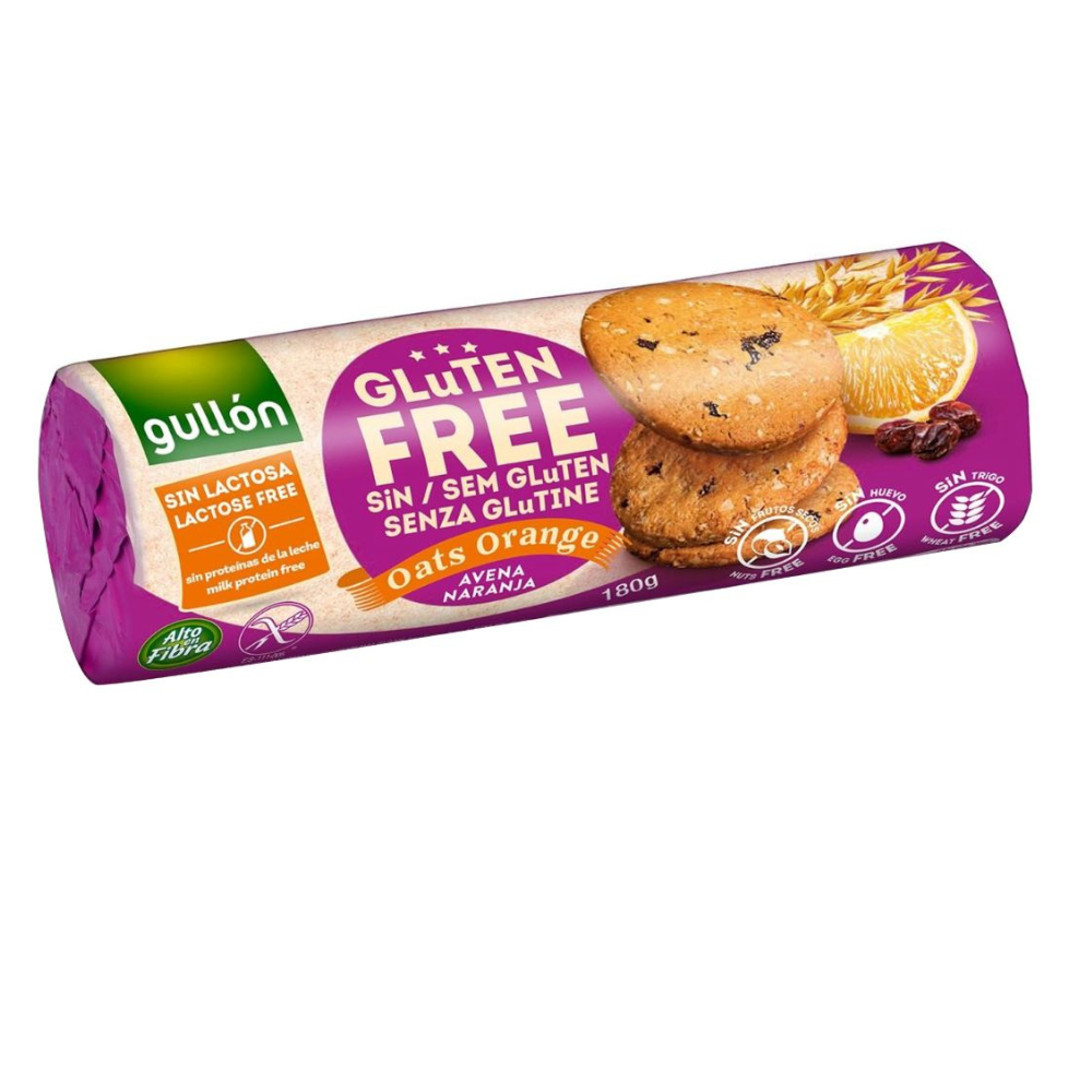 Biscuiti fara gluten cu ovaz si portocala, 180 g, Gullon