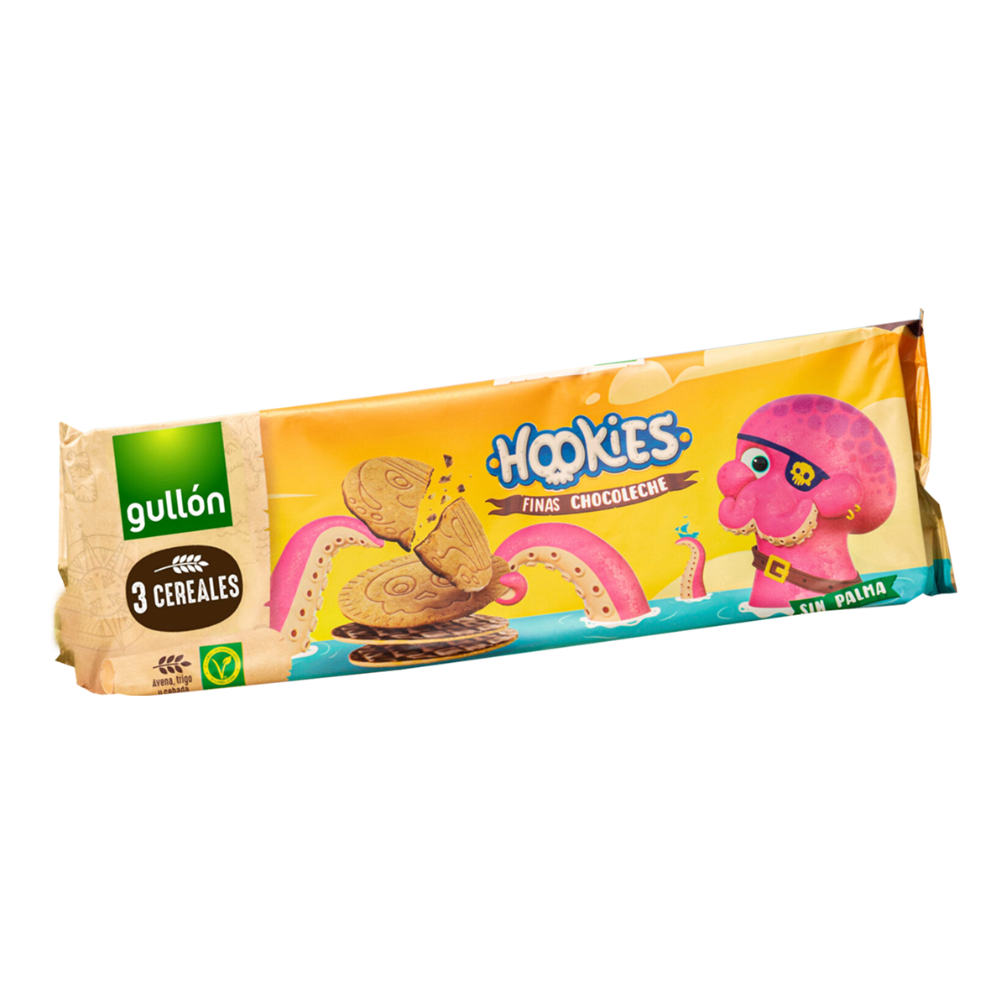 Biscuiti cu 3 cereale si ciocolata cu lapte Finas Hookies, 160 g, Gullon