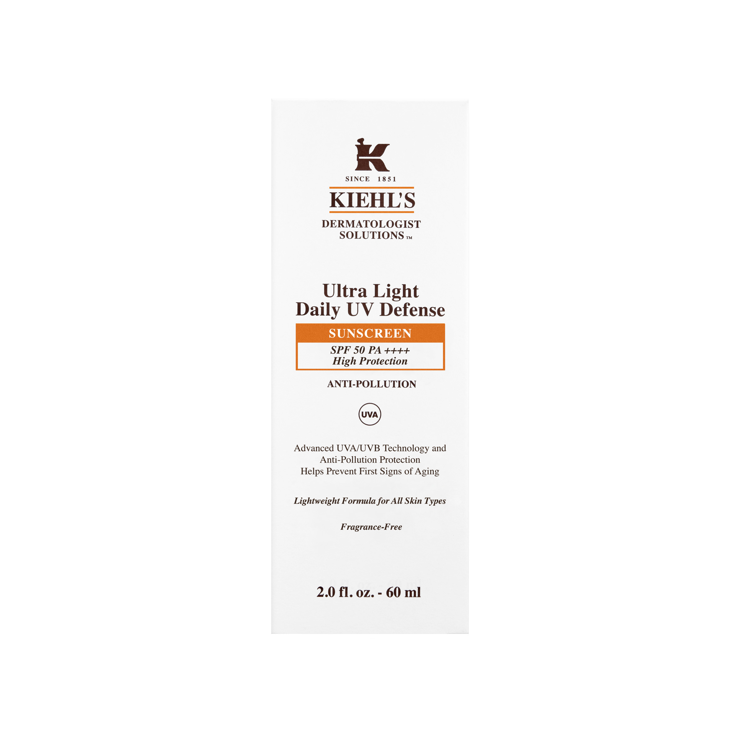 Crema de fata cu factor de protectie solara SPF 50, PA++++ Ultra Light Daily UV Defense, 60 ml, Kiehl's