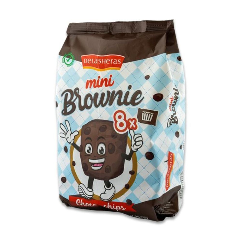 Mini Brownie cu chipsuri de ciocolata, 8 bucati, Delasheras