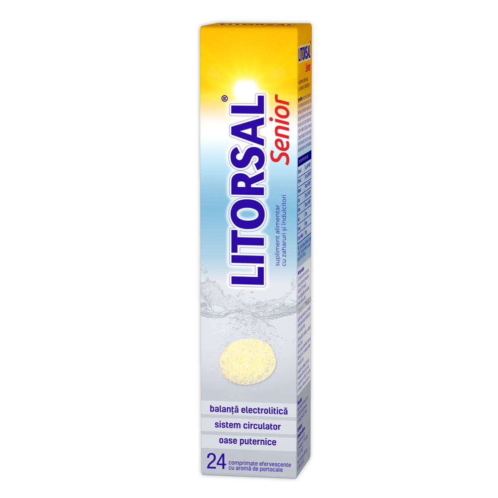 Litorsal Senior cu aroma de portocala, 24 comprimate efervescente, Zdrovit