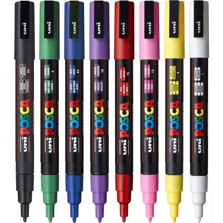 Set Marker acrilic PC-3M Fine, 8 bucati, Posca 645151