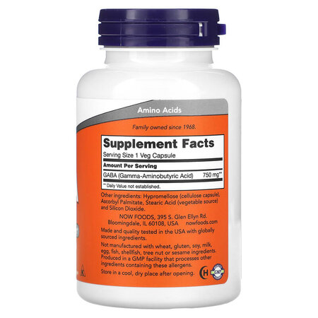 Gaba, 750 mg, 100 capsule vegetale, Now Foods 645212