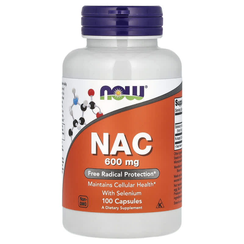 Antioxidanti N-Acetyl Cysteine Cu Seleniu, 600 mg, 100 capsule vegetale, Now Foods